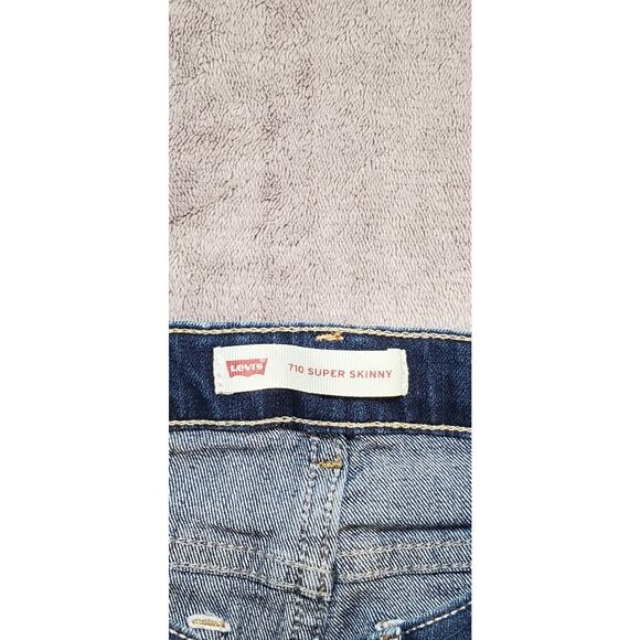 Levis Girls 710 Super Skinny Jeans Sz 7 Reg Adjustable Blue C25-47 - Picture 5 of 10